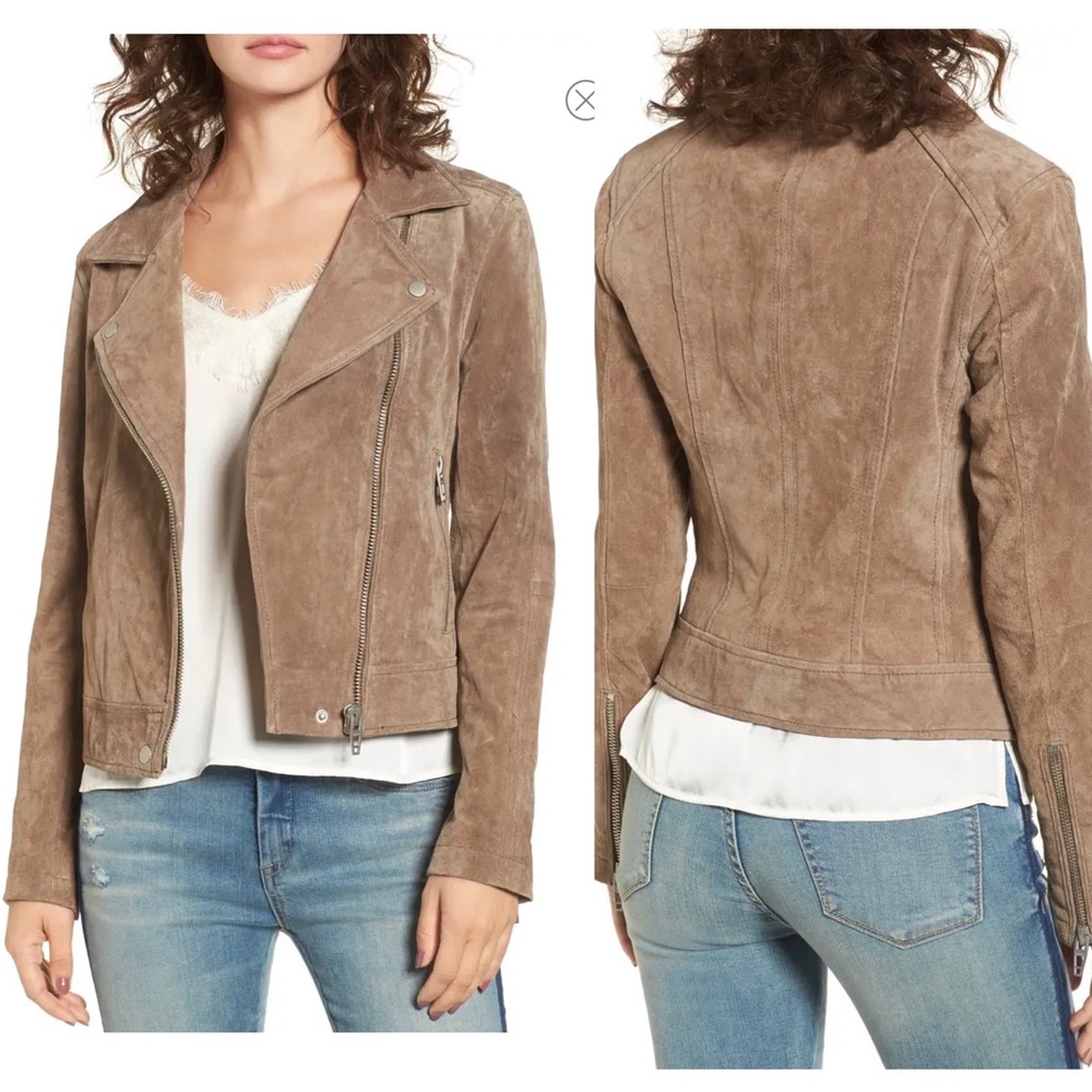 Blank NYC Genuine Suede Tan Moto Jacket